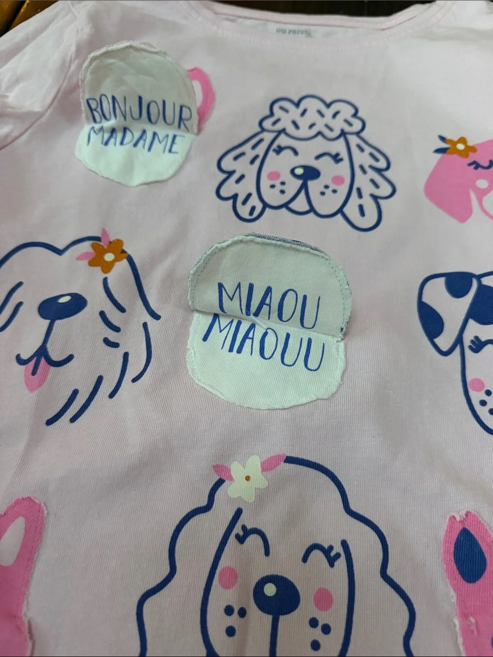 Girls Pink Floral & Puppy Print Pajama Set